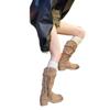 Herbst- und Winter Damen Schuhe und Stiefel Fransen dicker Absatz mittelhohe Stiefel Western Cowboy Stiefel Damen Stapel dünner Stiefel Damen