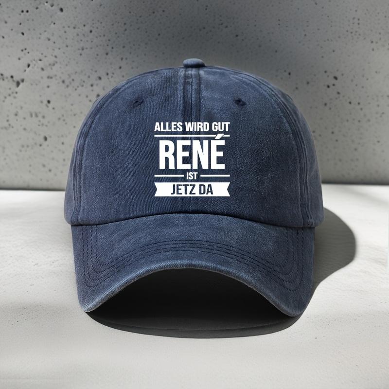 Retro Men s Baseball Cap RENE Fashion Letter Print Adjustable Size Outdoor Cycling Hat темно-синий