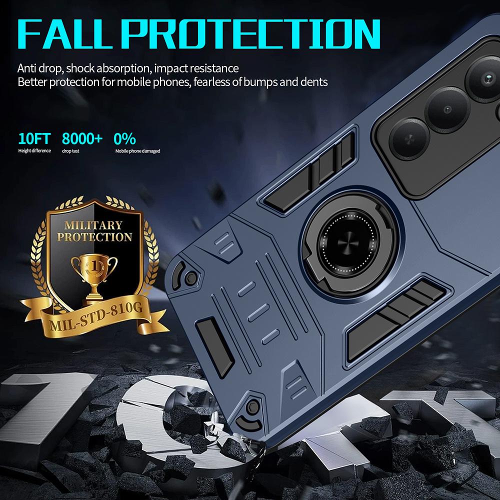 For Xiaomi Redmi 15 4G (EU) (171mm)/Redmi 15 5G (EU) (171mm) Case with Ring Holder Kickstand PC + TPU Anti-Fall Phone Cover