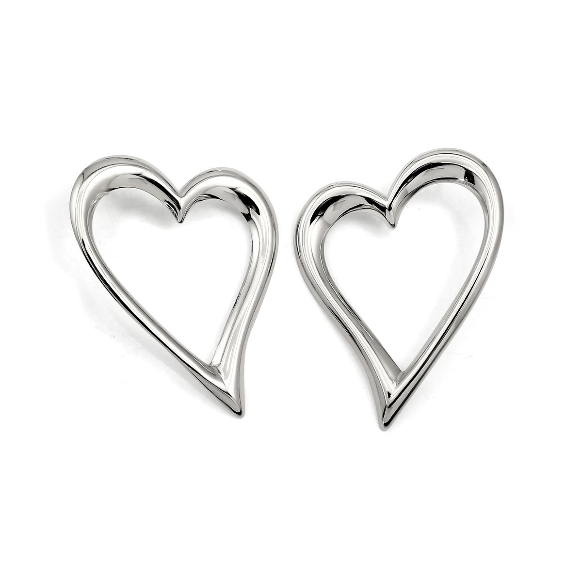 Trendy Hollow 18K Gold Plated Huggie Designer Statement Stainless Steel Big Heart Shape Hoop Earrings Chunky Heart Earrings серебряный