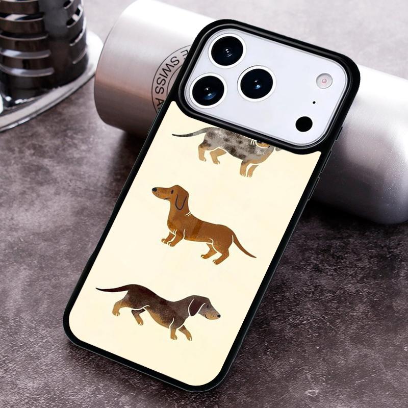 Cartoon Dachshund Sausage Dog Phone Case For iPhone 17 16 15 14 13 12 11 Pro Max Plus 17Air Soft Silicone Cover