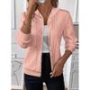 Ladies' Casual Jacket, V-neck, Long Sleeved Zipper, Front Opening, Solid Color Jacket, Zipper Jacket