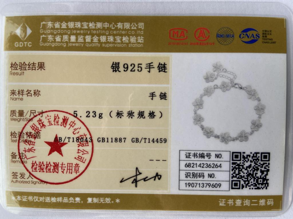 Pulseira de prata esterlina 925 lindas flores para mulheres joias clássicas da moda 20CM