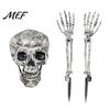 Scary Yard Art for Halloween Skull Garden Stakes, Skeleton Arms Prop with Ground Spikes, Spooky Lawn Stake Decorations Realistic Outdoor Decor