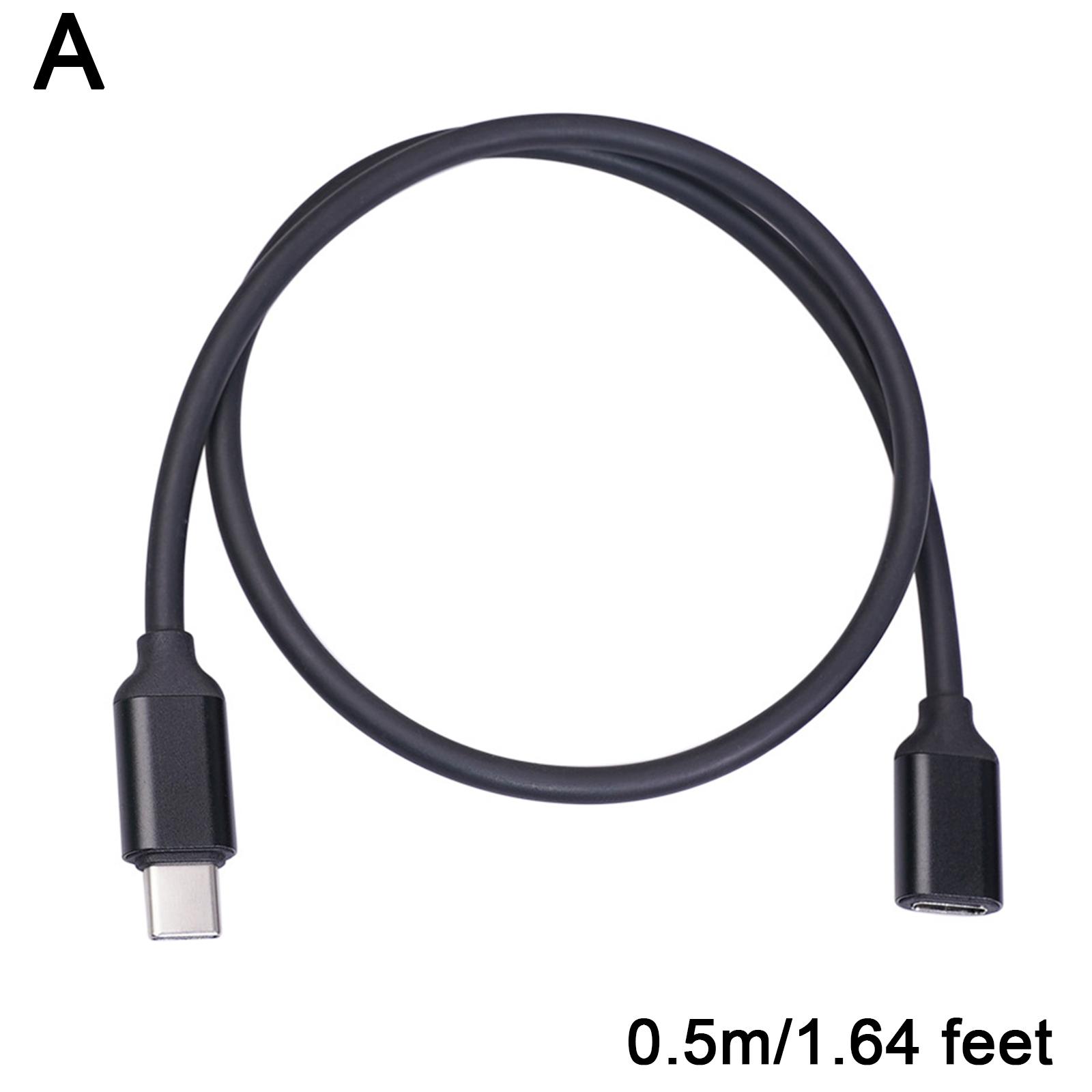 

Кабель-удлинитель Type-C (папа-мама) 60 Вт 3 А 20 В, удлиняющий кабель питания, зарядный шнур, коннектор Q8M9 black-0.5m