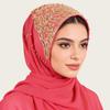 Ethnic Beaded Hijab Scarf for Women Chiffon Musilm Long Scarf Shawls Head Wrap Scarves for Wedding Evening