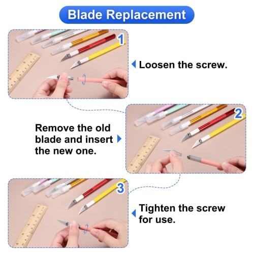 uxcell 10pcs Precision Art Craft Hobby Knife and Precision Utility Knife Set for Carving, Crafting, Scrapbooking, Stenciling, Paper, Wood, and Plastic