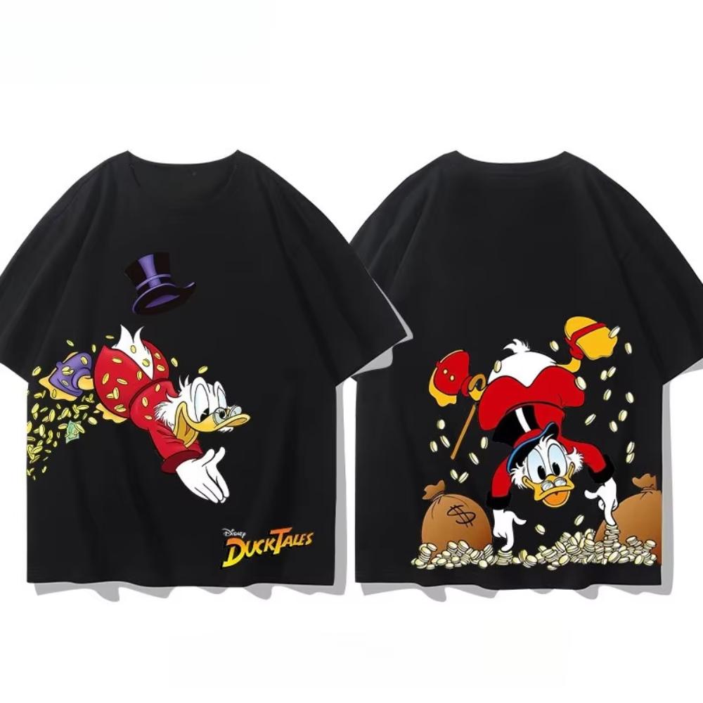 2025 Дисней Американская анимация Дональд Дак Чистый хлопок Скрудж Макдак Ретро Новый 100% Чистый хлопок С принтом Дышащая футболка S