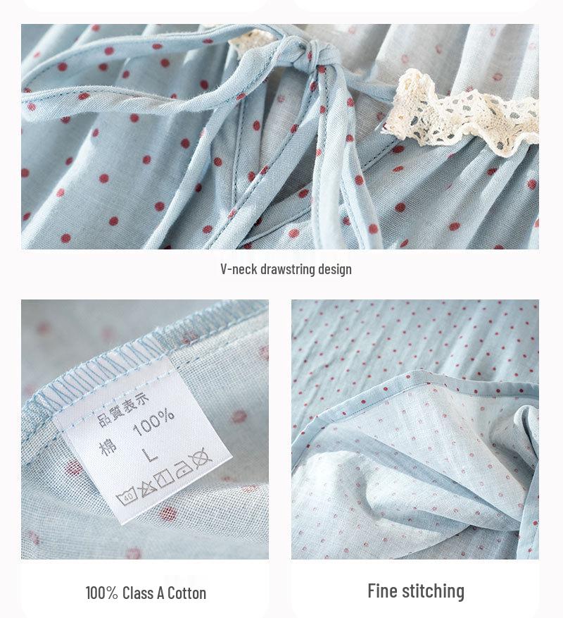 Rochie Pijama din Dantelă pentru Femei Primăvara 2026 - Stil Prințesă Dulce Japoneză, Mânecă Lungă, Material Ușor pentru Interior și Exterior