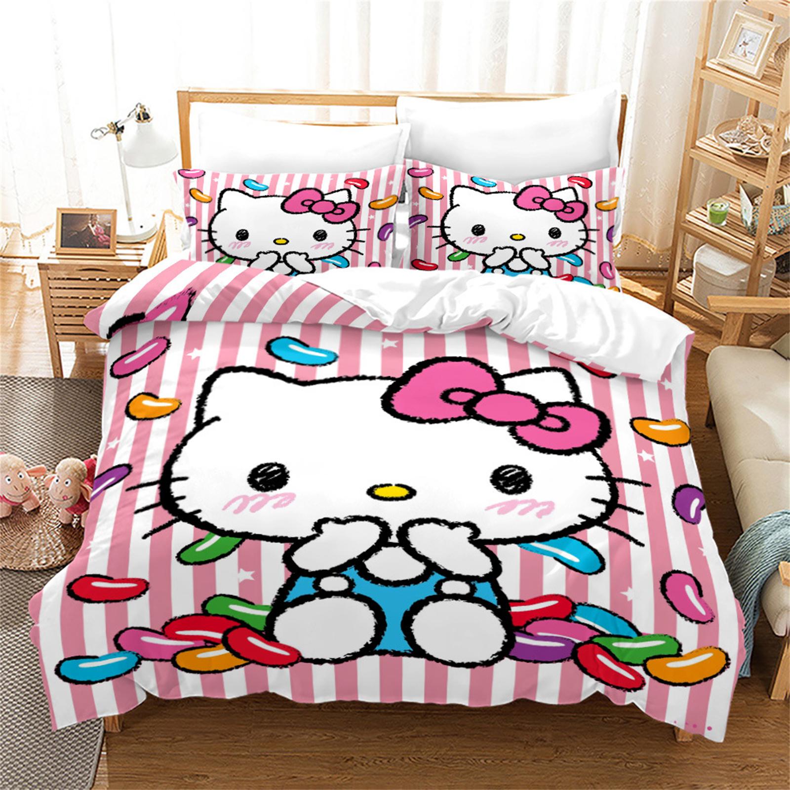 

Пододеяльник Sanrio Hello Kitty, Аниме Полностью Розовый Мультяшный Пуховое Одеяло, Приятный для Кожи, Дышащий, Милый с Принтом, Постельное Белье 90x200cm