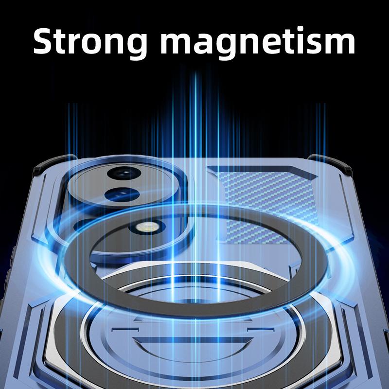 KEYSION Shockproof Magnetic Case for Huawei Nova 13 Silicone+PC Upright Live Metal Ring Stand Phone Back Cover for HUAWEI Nova13