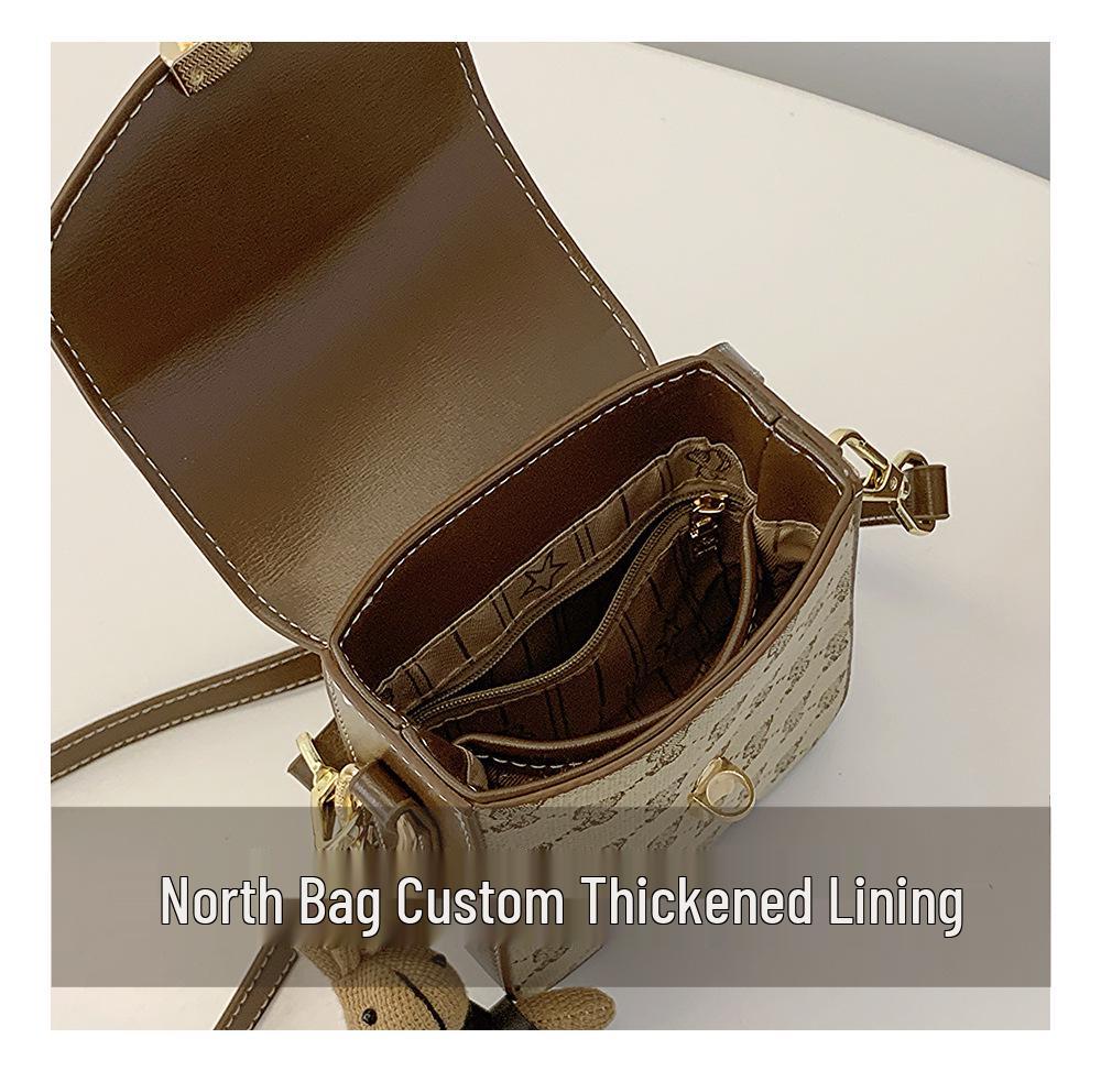 Damen Canvas Bär Schulter Crossbody Tasche - Lässig, Vielseitig, Farbblock-Design