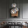 Lampă suspendată din sticlă pentru restaurant de lux nordic pentru dormitor cu un singur cadru Decor pentru noptieră Masă de bar Lumină mică duplex pentru scară