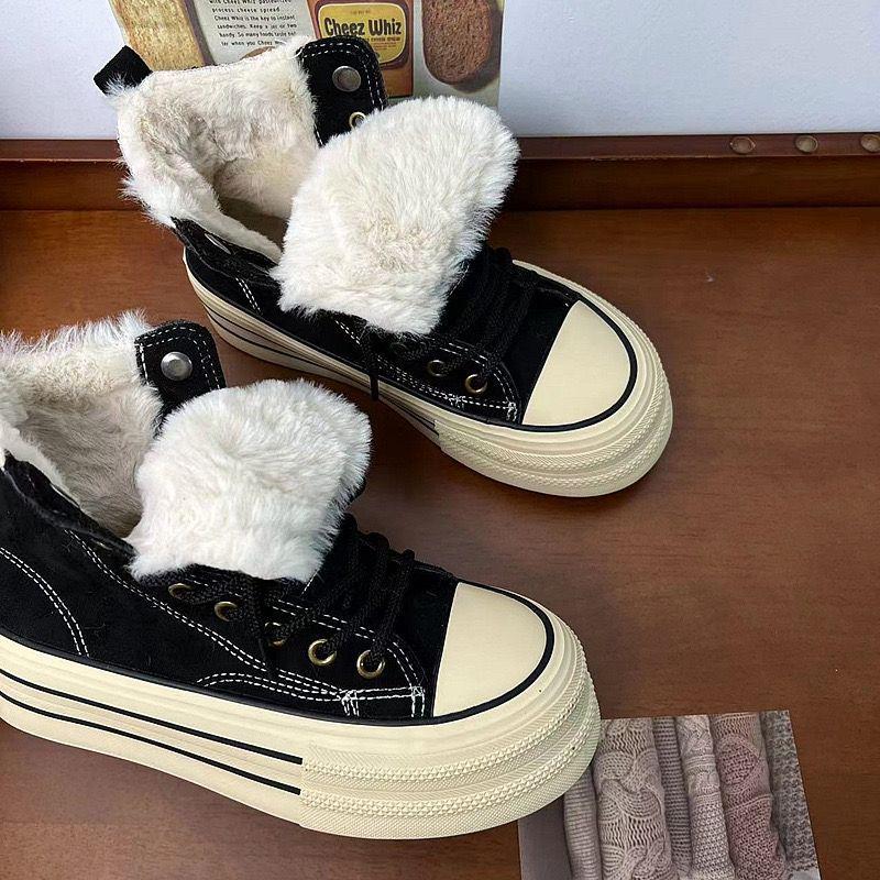 2025 New Fleece-Lined High-Top Shoes: Warm, Versatile Autumn/Winter Footwear for Women and Men.