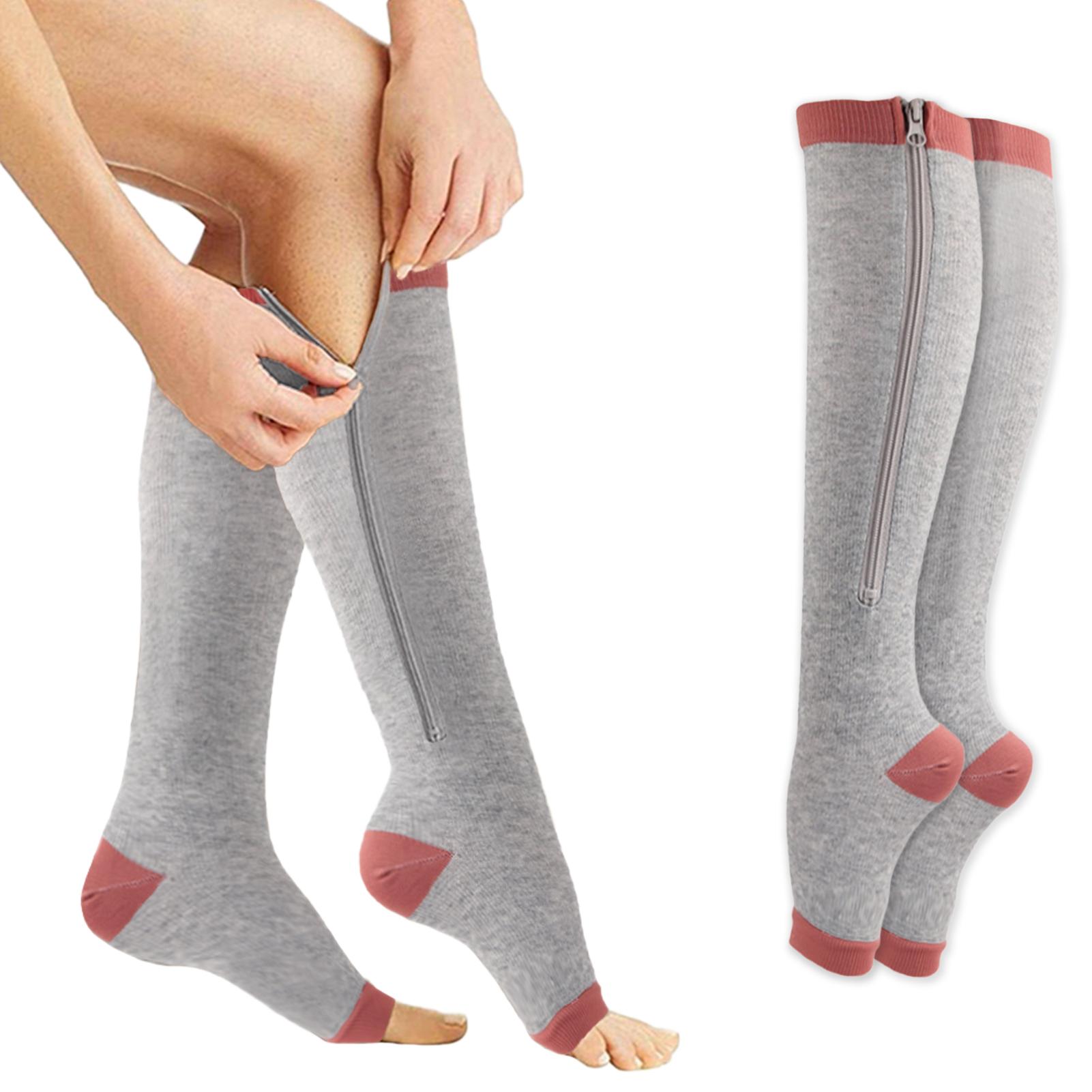 

1 пара носков с застежкой-молнией и рукавами до икры без пальцев для бега, пешего туризма, альпинизма, вождения, полета стоя Large серый