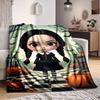 1pc Halloween, Wednesday Blanket Lightweight Flannel Blanket Throw Blanket For Sofa, Bed, Travel, Camping, Livingroom, Office, Couch