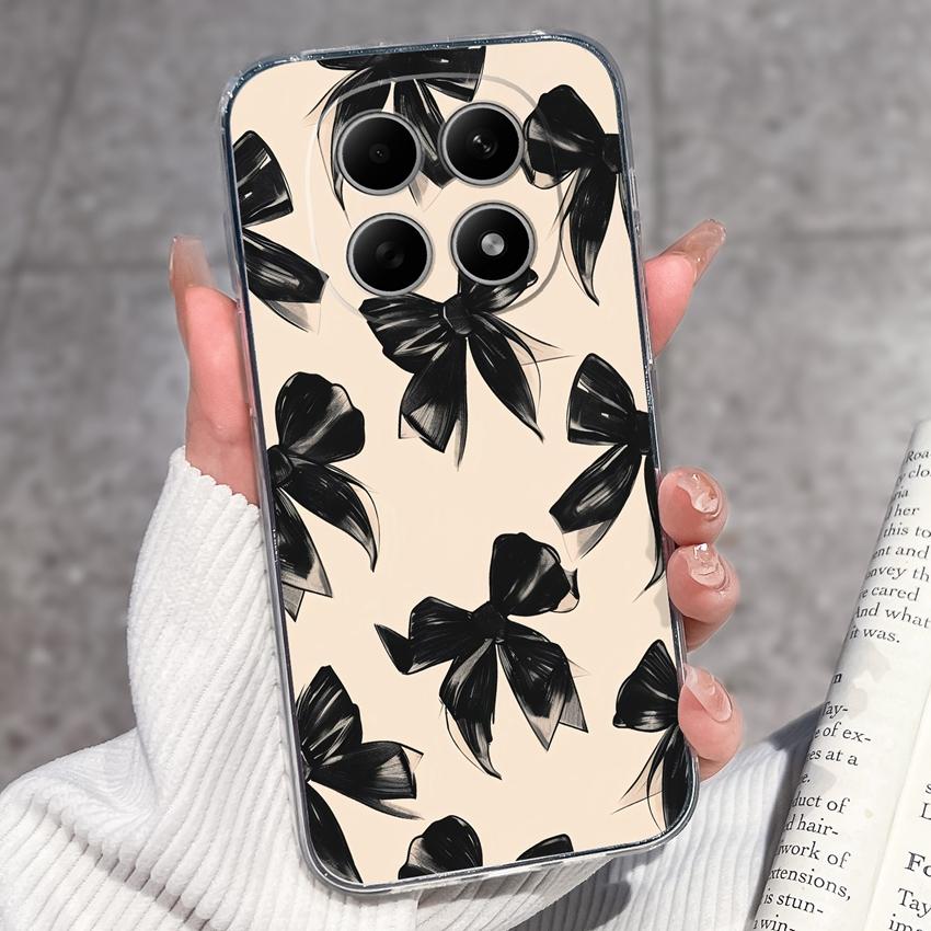 For Redmi Note 15 14 13 Pro Plus 5 5A 4 4X Phone Case Chinese Style Red-Crowned Crane Patterns Transparent TPU Shockproof Casing For Redmi Soft Covers