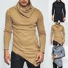 Herrenhemd Einfarbige Rippstrick-Kragen Lässiger Pullover Langarm Unregelmäßiges Frühlingstop für den täglichen Gebrauch