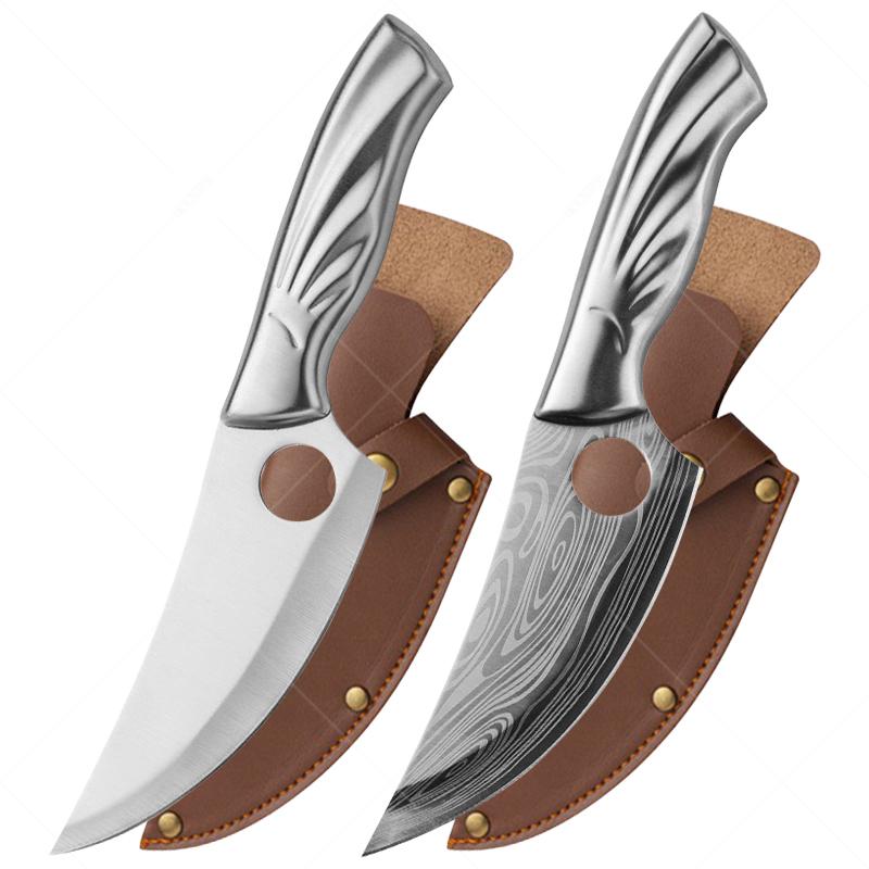 

Нож для обвалки из нержавеющей стали, лазерная текстурированная разделочная доска для свинины и курицы, нож для овощей и фруктов, кухонный нож, 2 шт./набор 2pcs knives