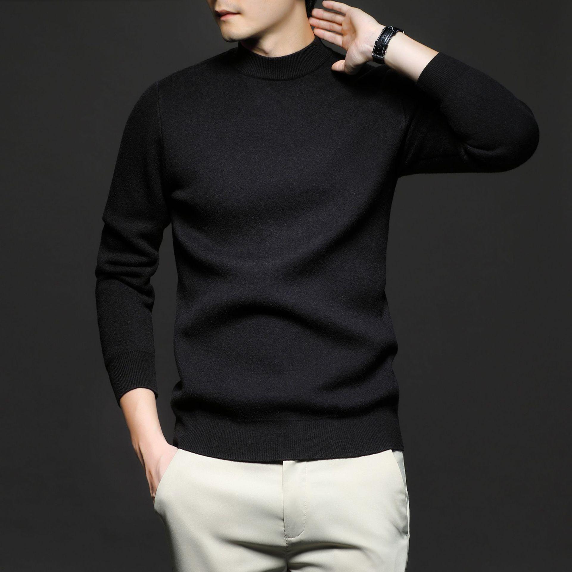 

Мужской толстый теплый шерстяной свитер с круглым вырезом 190/4XL-Recommended 185-105kg