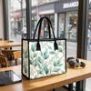 Watercolor Green Leaf Casual Tote Bag Lightweight Daily Portable Shopping Handbag Fashion Simple Women Outdoor Travel Carry Bag