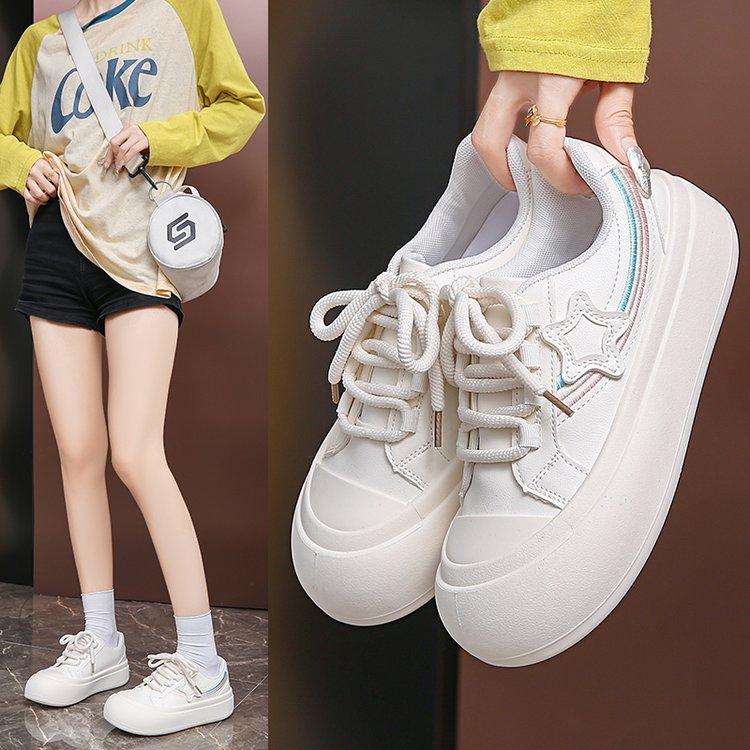 Cute Ugly Cute Big Head Star Bread Shoes Women's Spring and Autumn 2024 New Rainbow Platform Student Versatile Board Shoes