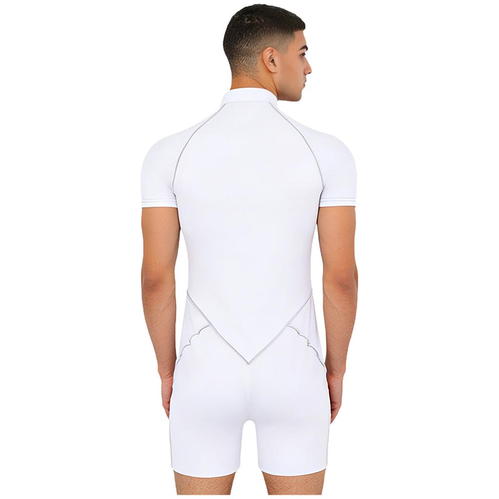 Heren Trainings Romper Bodysuit Hoge Hals Ritssluiting Voorkant Korte Mouwen Korte Broek Bodysuit Bodybuilding Jumpsuit