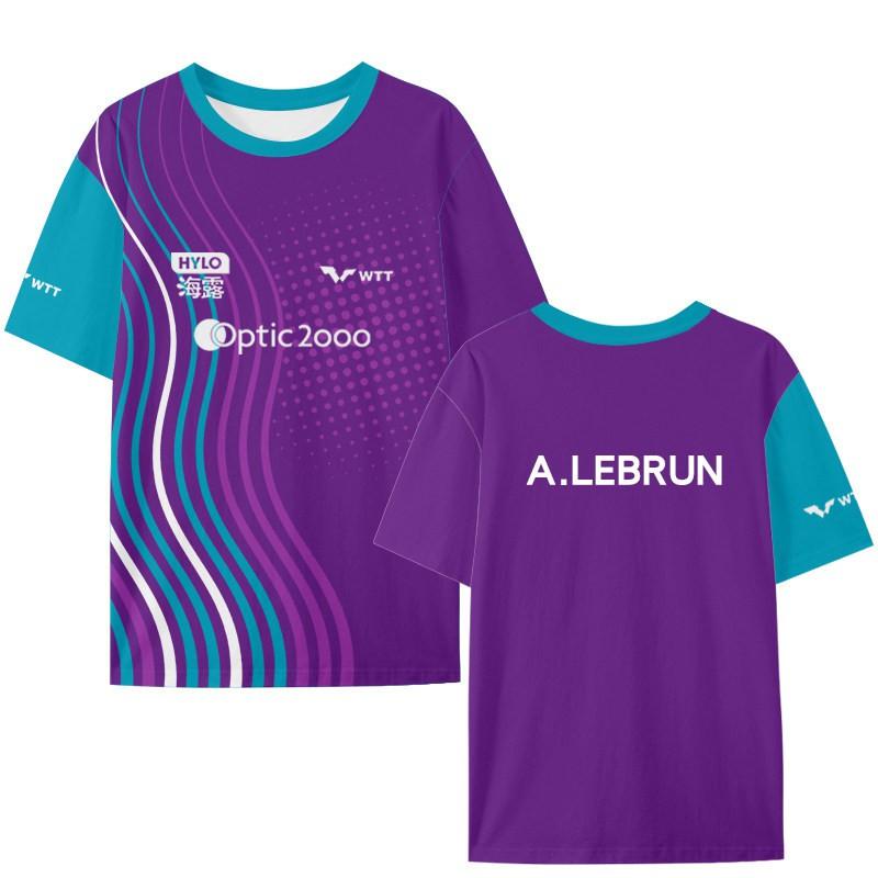 Felix Lebrun Alex WTT Stolní tenisový týmový dres Rychleschnoucí ledové hedvábí Krátký rukáv Tričko Unisex Sportovní tričko