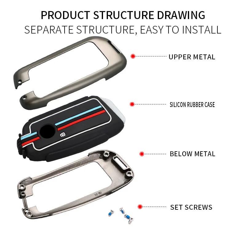 Interior Mouldings Zinc Alloy Car Key Case Cover Shell Fob For BMW i7 X7 G07 LCI iX I20 X1 U11 7 Series G70 G09 XM U06 G81 M3 20