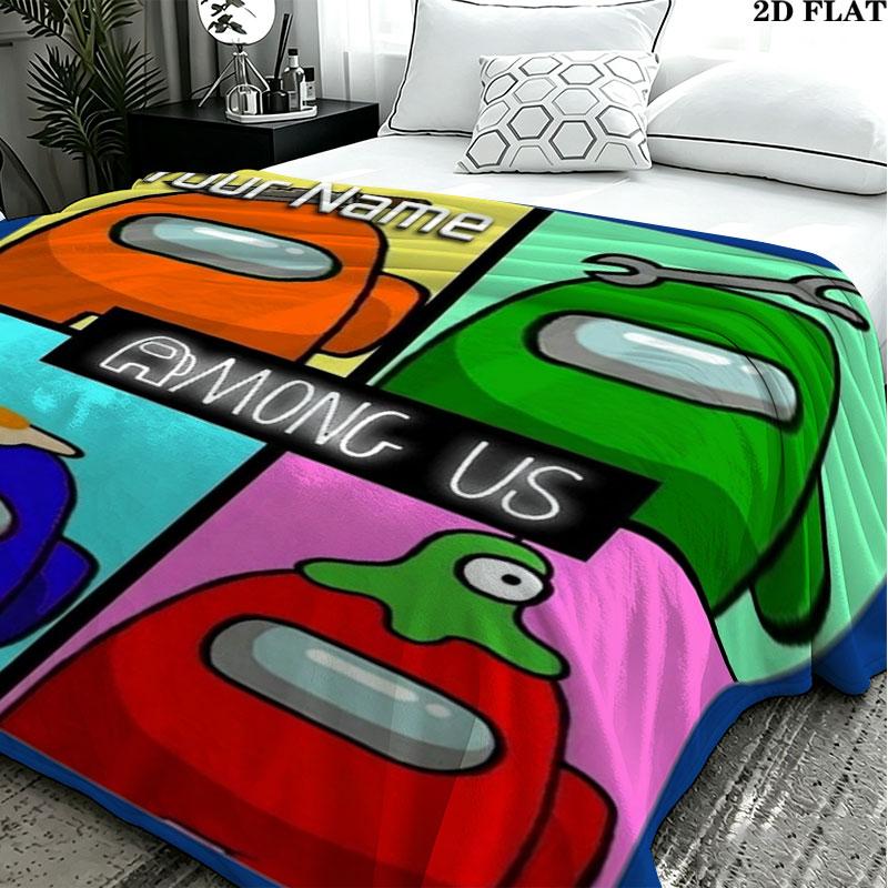 1PC Among Us Custom Name Patterned Flannel Blanket Suitable For All Seasons for Home Decor Warmth and Comfort Gifts Holiday Present