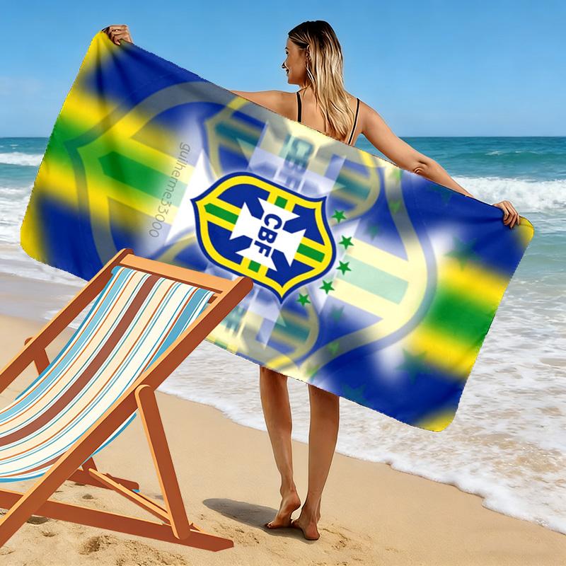 Telo da Spiaggia CBF Brasil Print, Grande Morbido Asciugatura Rapida per Spiaggia Campeggio Nuoto