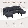 Large U-Shaped 4-Seater Sofa in Soft Linen Fabric, Modern Backrest, Two Chaise Lounges, Sturdy Legs, Cozy Seat Cushions, Decorative Pillows, Dark Grey