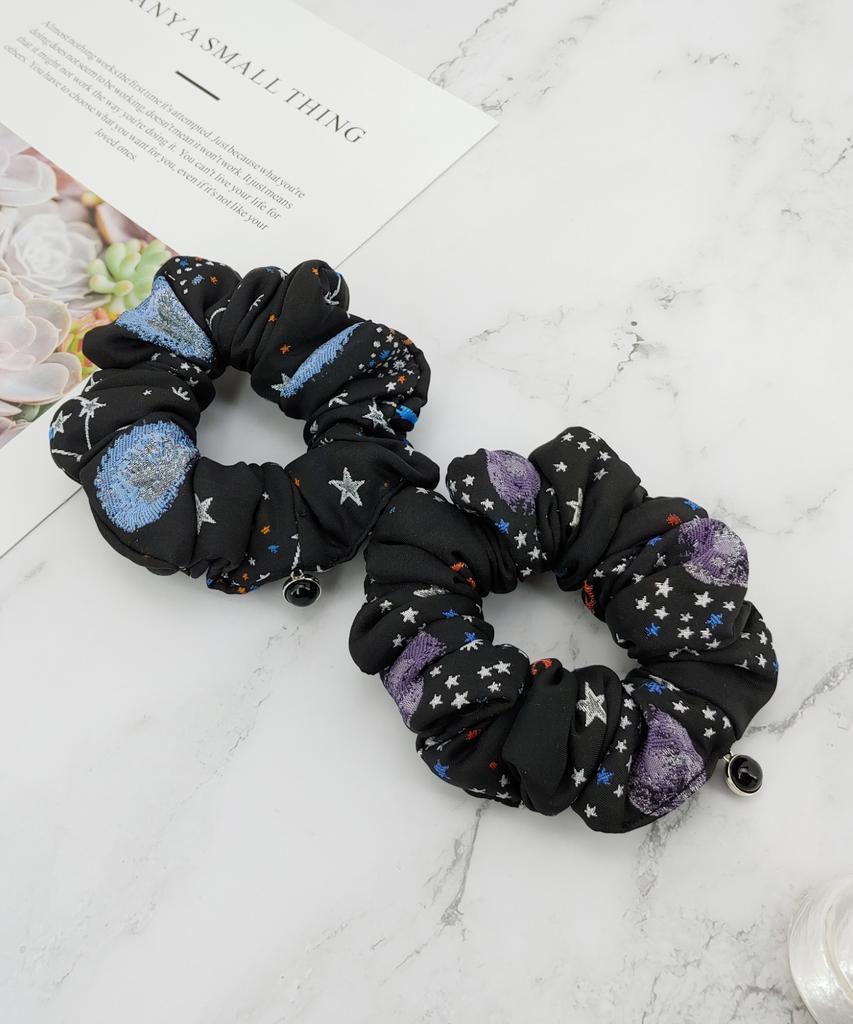 Maia Milky Way Star Jacquard Hair Scrunchie-Purple