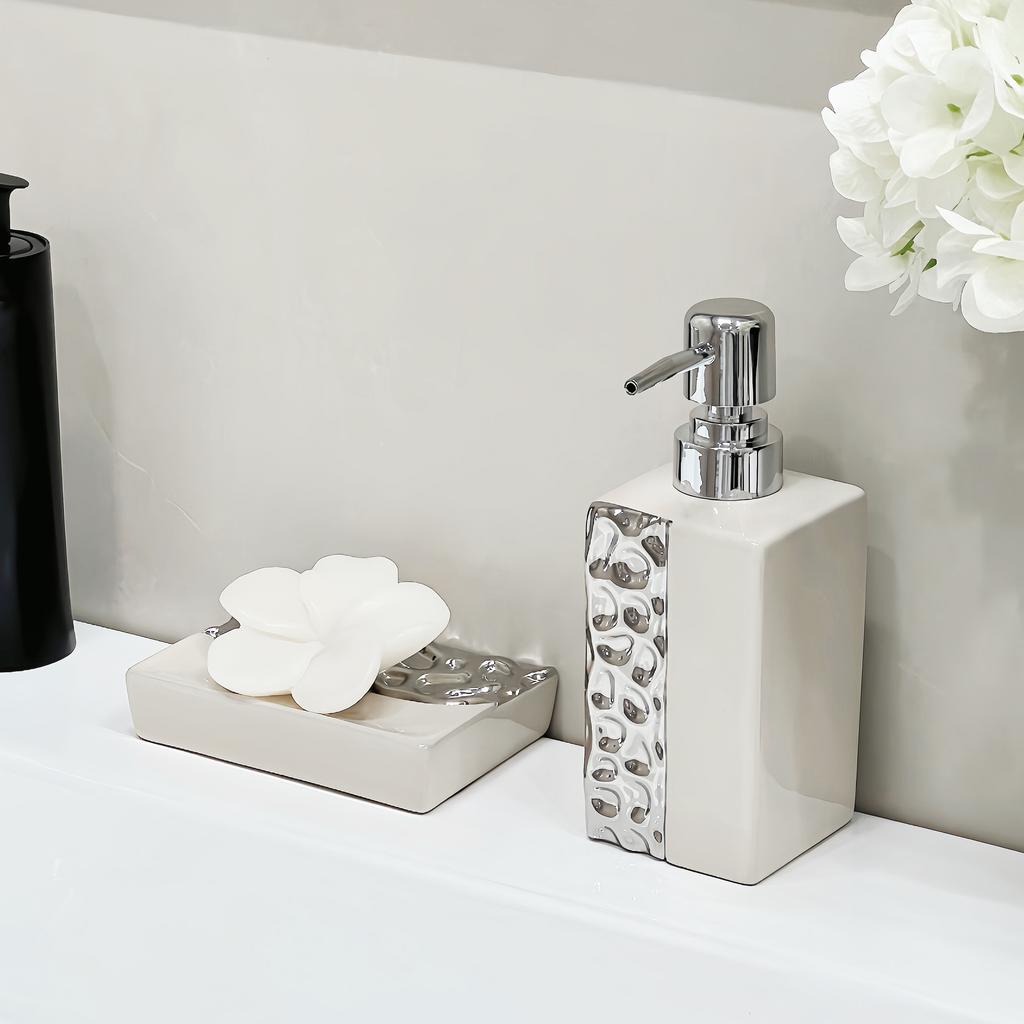 Shampoo Bath Gel Bottle Ceramics Soap and Gel Dispenser Bottle Creative Golden Sliver Empty Shampoo Bottle Bathroom Accessorie