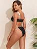 Women's Black and White Colorblock Bikini Swimwear - Fashionable, Sexy Two-Piece Swimsuit