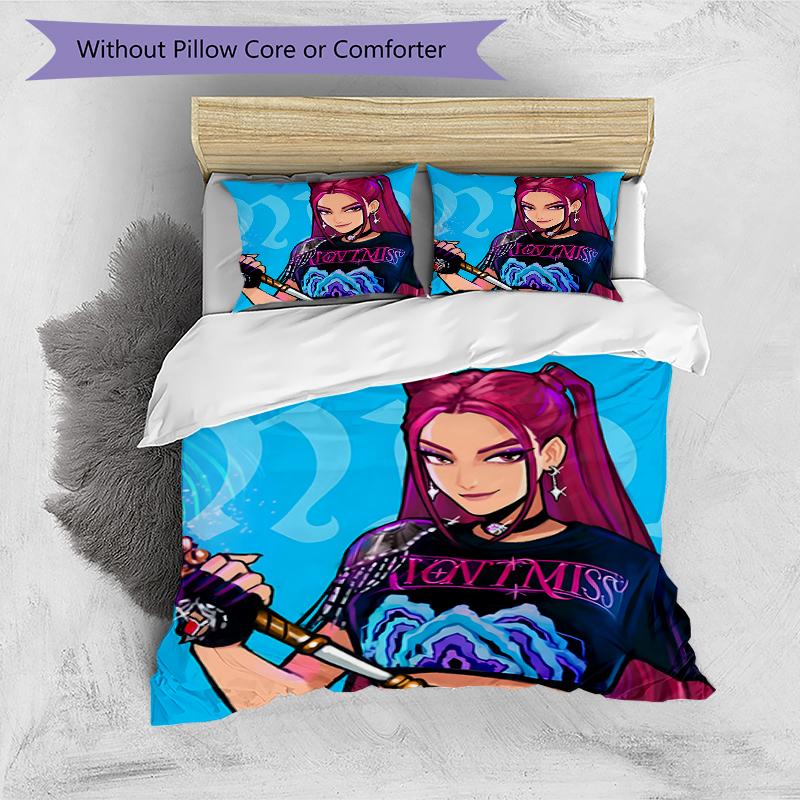 3pcs KPop Demon Hunters MIRA2 Design Cover Set - HD Printed Bedding with 1 Cover and 2 Pillowcases - Perfect for Home and Dorm Decor