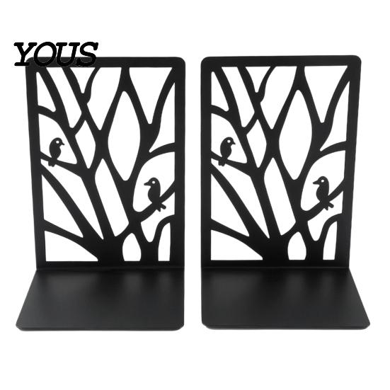 Decorative Bookends 1 Pair Tree of Life for Shelves, Heavy Duty Bookshelf Smooth Edge Organizer, Hollow Book Holder Stoppers Desk, Office Library