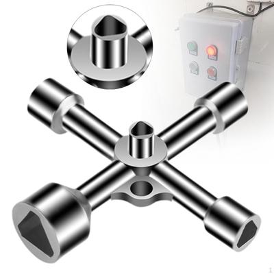 5-in-1 Way Utilities Key Plumbing Wrench Silver Universal Equipment Socket Spanner