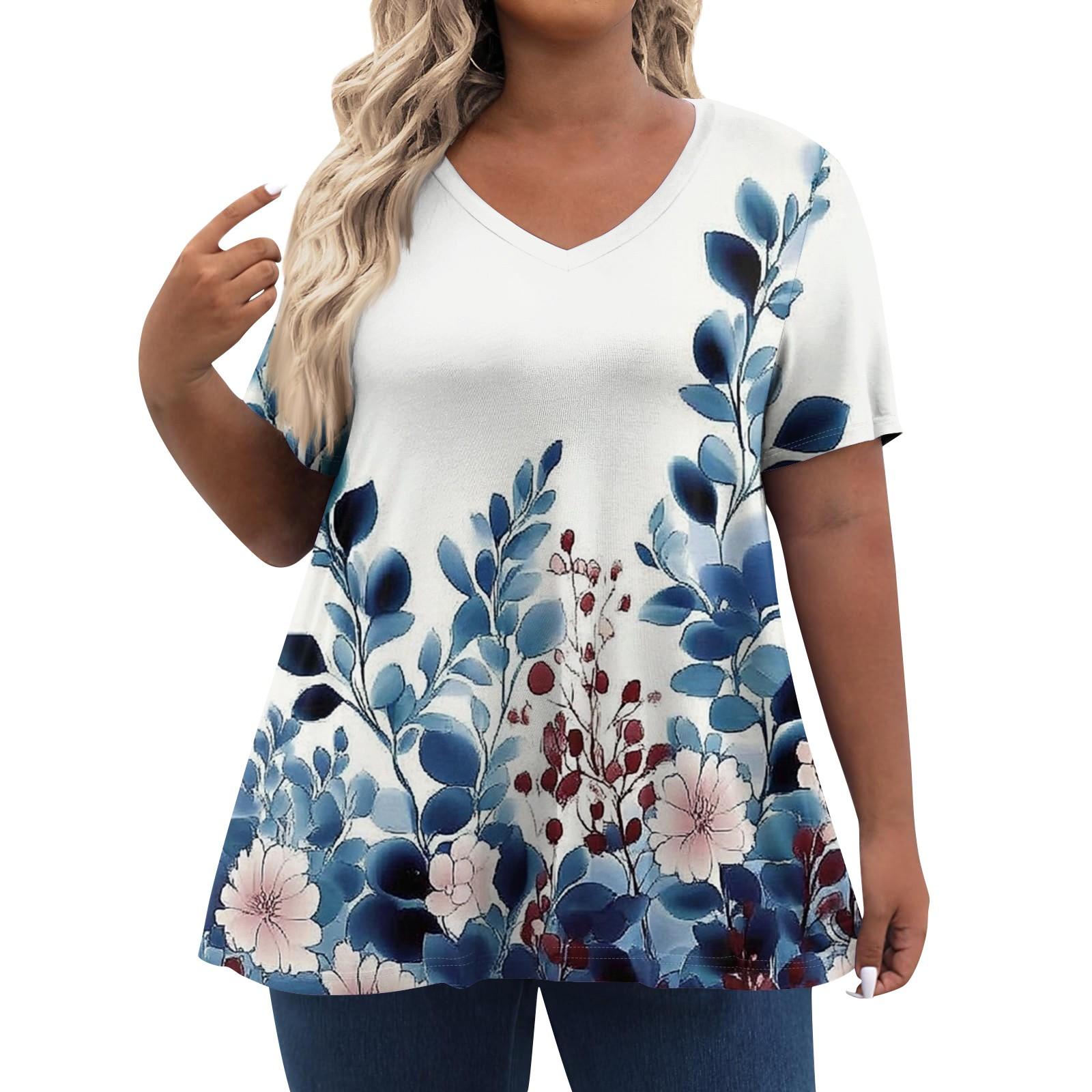 

Женские топы больших размеров, короткие рубашки, повседневная одежда с V-образным вырезом, топы с 3D-принтами, футболки 6XL