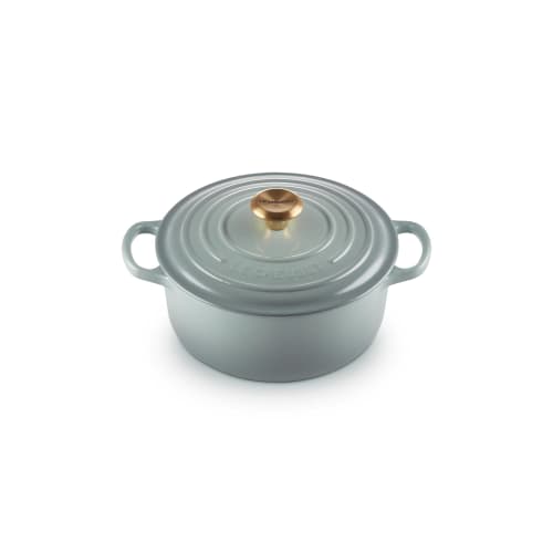 Le Creuset Signature Cocotte Ronde 20cm Cast Iron Enamel Pot, Sea Salt, Gas, Induction, Oven, and Dishwasher Safe [Official Japanese Product]