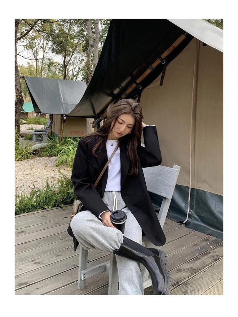 Women's Khaki Casual Blazer - 2025 Spring/Autumn, Loose Fit Design by Lin Xin