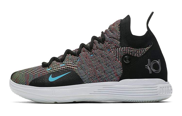

Nike KD 11 Multi Color Flyknit Mid top Children s Basketball Shoes Black Purple Teenagers AH3465-001 37.5