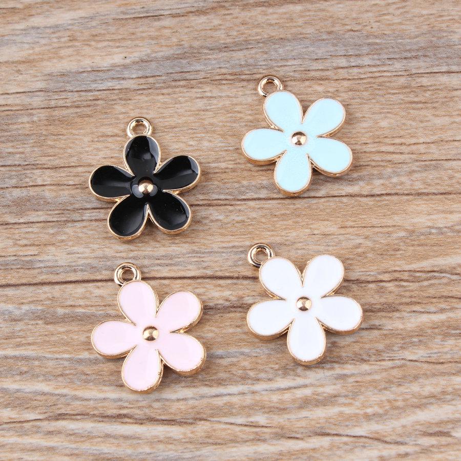 Double-Sided 5-Petal Flower Alloy Pendant for DIY Jewelry
