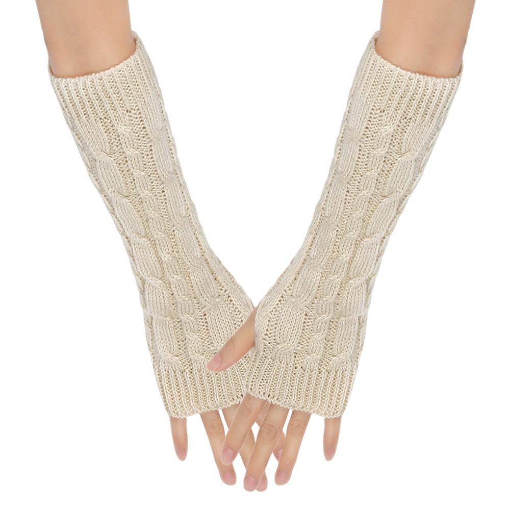 Cable Knit Fingerless Arm Warmers - Thick Winter/Autumn Long Gloves