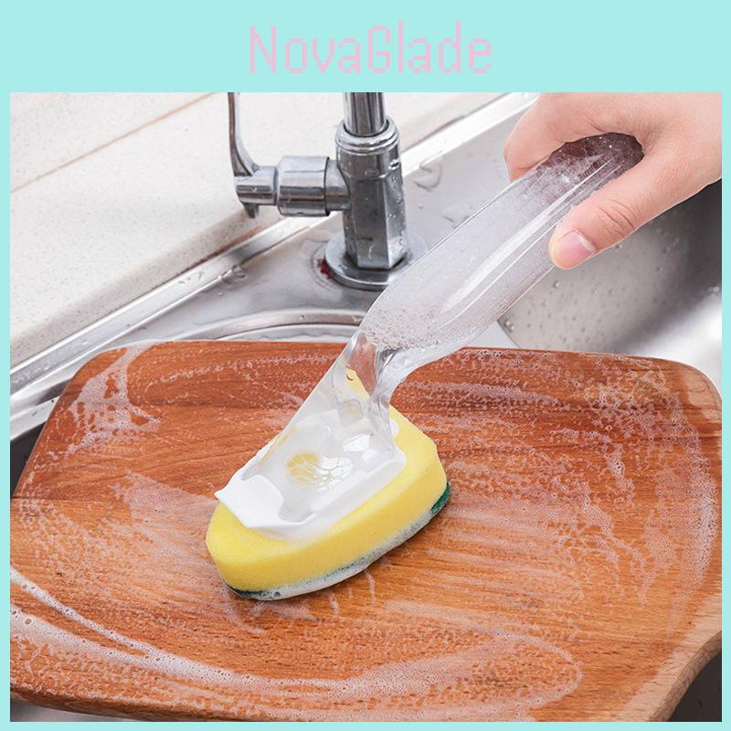 Kitchen Nano Sponge Cleaning Brush With Replacement Heads For Dishwashing And Surface Cleaning