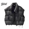 Simple Design Vest Waistcoat with Sleeveless Zipper Stand Collar Women Down Closure Winter Pockets Solid
