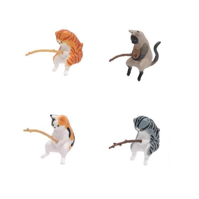 

lulubelle Cat Set of Aquarium Ornaments Figurines, 4, Resin, Japanese-Style