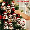 1/5/10/20/50/100pcs 2D Flat, Set of 10 Cute Shih Tzu Figurines to Hold Christmas Gifts, Christmas Tree Ornaments, Wooden Christm