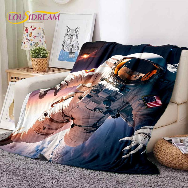 Astronaut Dream Universe Spaceman 3D Outer Space Cartoon Soft Blankets,Throw Blanket for Picnic Beds Home Bedroom Cover Kid Gift
