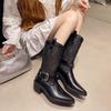 Fashion 2025 Summer New Fashion Woven Cutout Block Heel Cool Booties Personality Summer Boots Women's Shoes